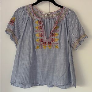 Madewell embroidered peasant top